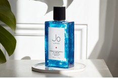 glass decal applied to a 100ml Jo Loves Cobalt Patchouli & Cedar perfume bottle